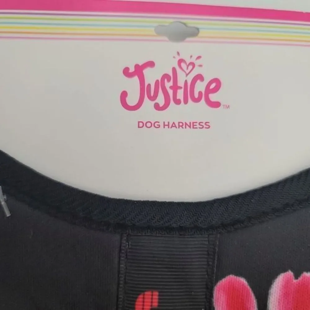 JUSTICE Rainbow‎ Print Pet Harness Small Black
